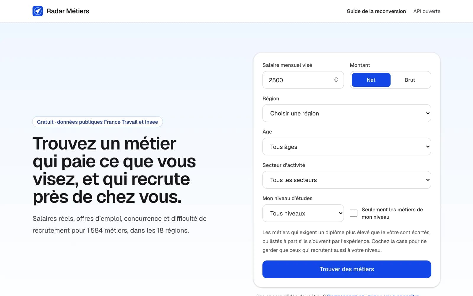 Aperçu de Radar Métiers